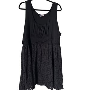 ModCloth Dress Womens Size 4X MaiTai Black Lace Overlay Sleeveless Babydoll Mini